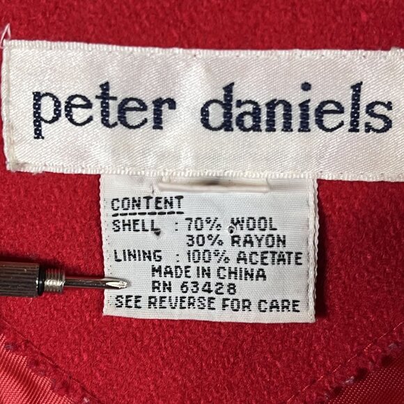 Peter Daniels 70% Wool Cherry Red Hooded Duffle Coat Size Medium - Picture 5 of 8